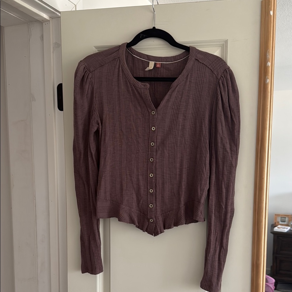 Pilcro Purple Long Sleeve Fitted Button Down Shirt